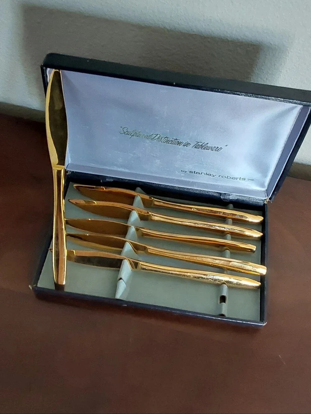 Stanley Roberts Gold Table Knife Sets Of 6